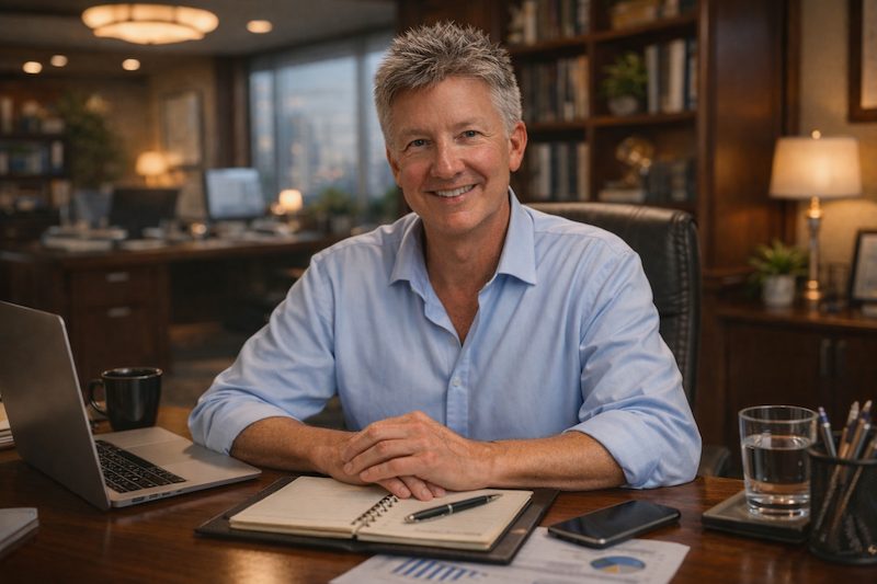 Mark Patton at his desk